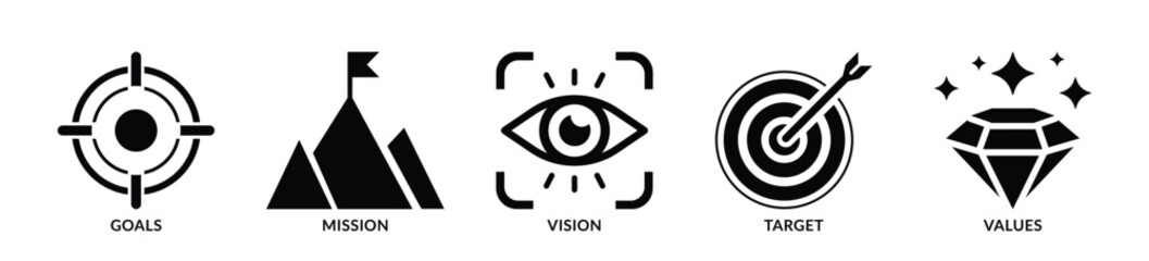 Mission, vision and values icon set. Set of Goal, mission vision and values icon - Stock Vector  © AJEN Stock