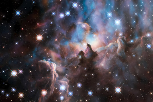 A stunning astronomical image of a vibrant nebula with stars and interstellar gas in deep space
