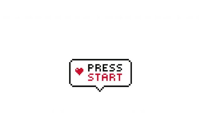 Retro Pixel Art Press Start Button Animation Loop