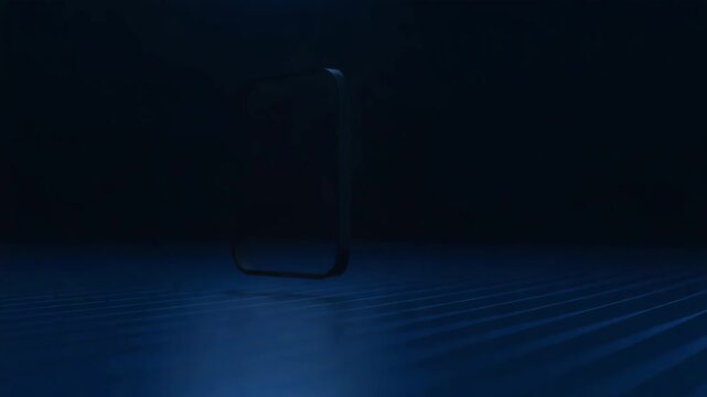   Blue neon lock icon with stylized signal waves pulses slowly Subtle light glares shif 
