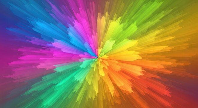 Vibrant Rainbow Explosion of Colors Radiating from Center.
