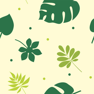 vector seamless pattern tropical leaves, suitable for wallpaper, backdrop, textile design, packaging design