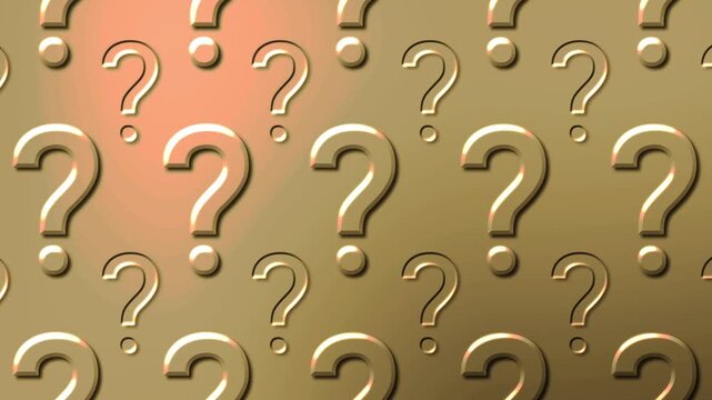 Gold Question Mark Pattern Background Animation with Smooth Horizontal Moving Loop and Metallic Texture