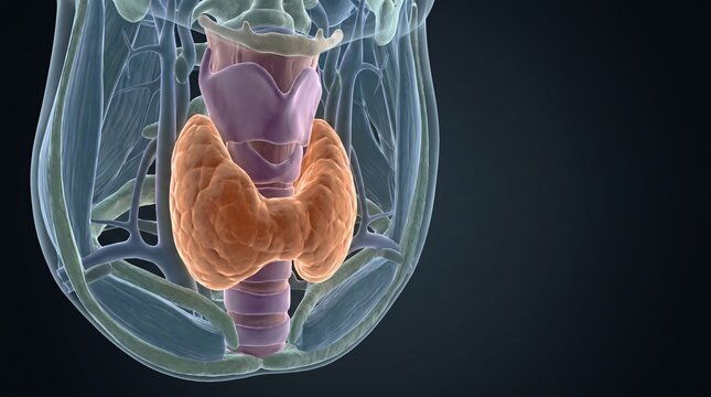 Transparent 3D Model Showing Tracheal Encroachment by Thyroid Goiter
