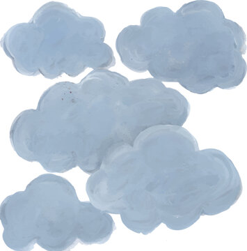 Blue Watercolor Clouds Elements Set