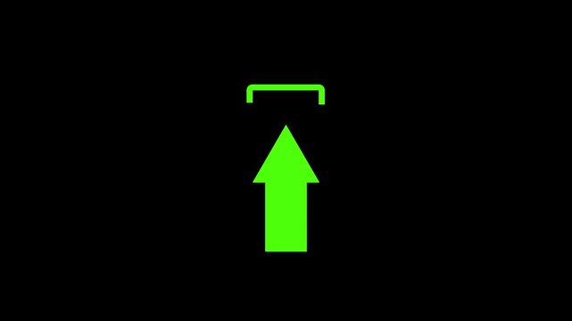 Up arrow icon with bracket on white background. Direction forward icon.