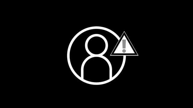 Profile Warning icon account icon. profile, user icon with Attention.User account error icon. Warning exclamation mark icon.