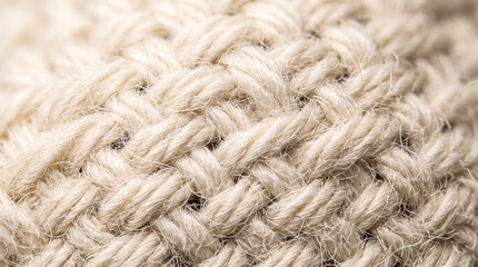 Fototapeta premium Close-up texture of natural cashmere wool knit fabric, cozy beige background pattern