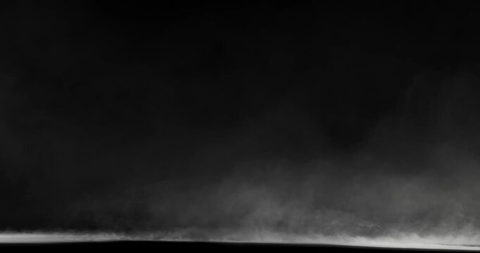 4K Fog Overlay on Black Background, Realistic Cinematic Smoke and Mist Floating, Isolated Atmospheric Haze Element for Movie VFX Compositing
