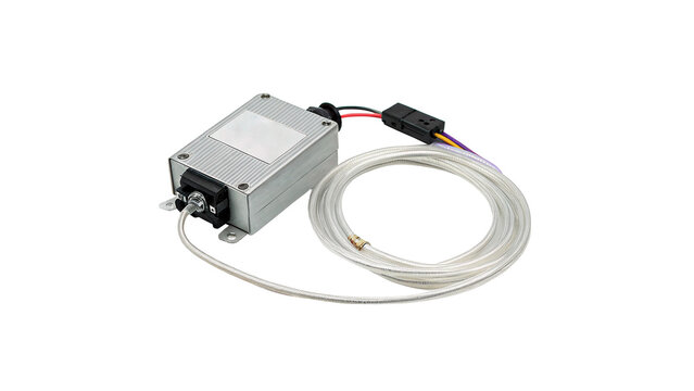 White electronic power adapter charger with cable isolated on a transparent background