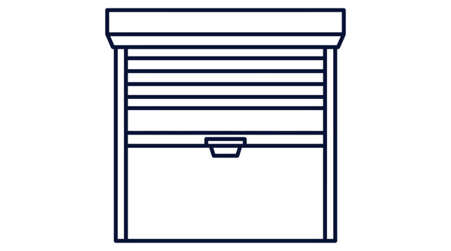 Roll up shutter door with storage box line art icon