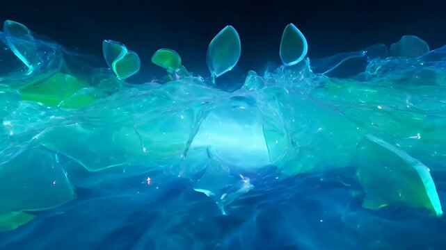 Luminous blue ice crystals full mosaic animated