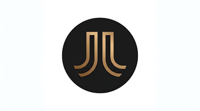 Abstract circular logo with gold architectural line elements