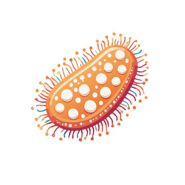 Orange Rod-Shaped Microorganism with Cilia