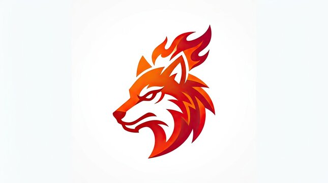 Fire wolf head mascot logo design.
