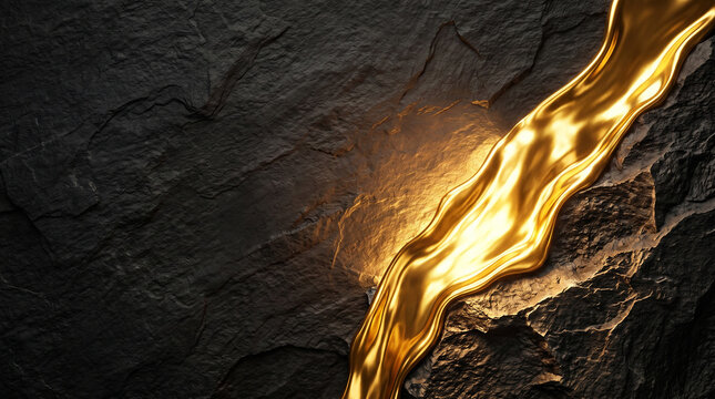 Luxury premium molten gold flow black surface abstract texture background for branding and product photography