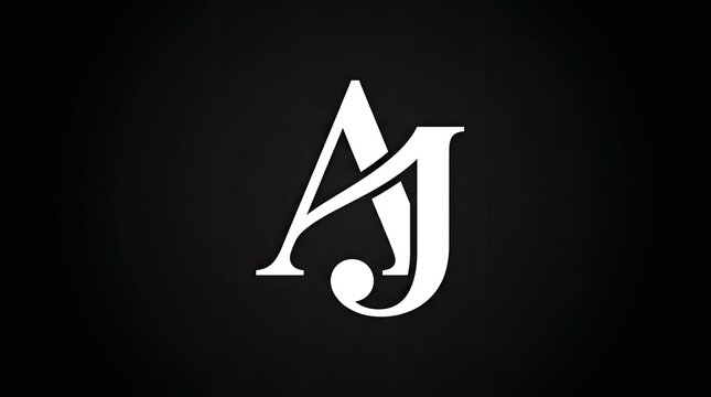 Minimalist white AJ monogram on black background.