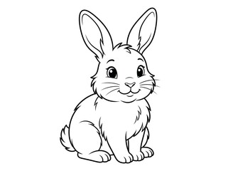 Fototapeta premium portrait vector drawing of an innocent cartoon bunny face with big eyes crafted for creative primary school art class