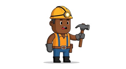 Fototapeta premium Construction worker with hard hat and tool belt.