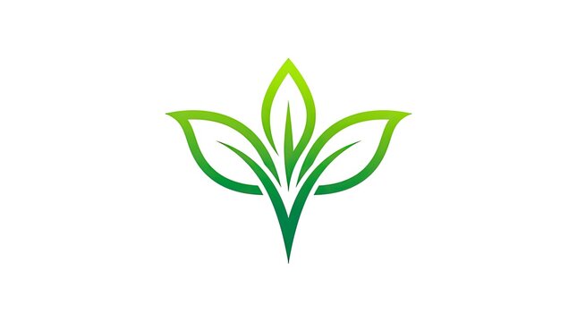 Simple green three leaf plant logo icon