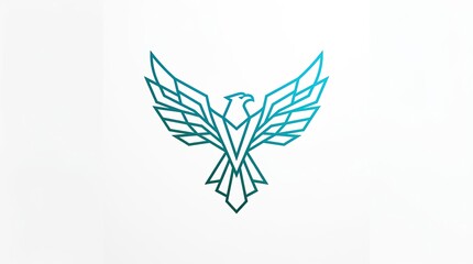 Fototapeta premium Teal geometric eagle logo with spread wings design.