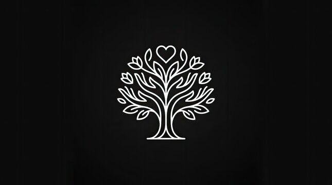 White floral tree of life with hearts logo.