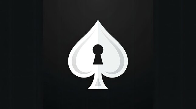 White spade symbol featuring a central keyhole cutout