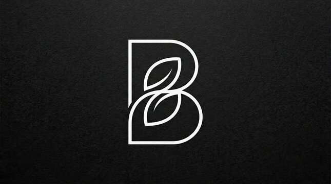 White line letter B with leaf design.