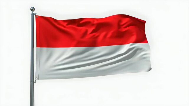 Indonesia flag object illustration. Indonesian bicolor flag on flagpole waving in wind