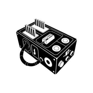 Electronic control unit hardware component silhouette vector graphic.