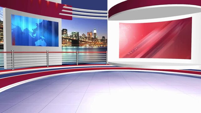 Elegant Talk Show Studio Set Design with Green Screen Window
