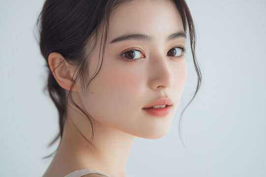 美容, 女性, スキンケア, 化粧品, ビューティー, 若い女性, 美肌, 日本人, アジア人, フェイシャル, メイク, 美容液, 保湿, クリーム, エイジングケア, 美容医療, エステ, 美容クリニック, 肌ケア, ナチュラルメイク, 透明感, ツヤ肌, モデル, 笑顔, ポートレート, クローズアップ, リラックス, 癒し, 健康的, 美白, コラーゲン, ヒアルロン酸, アンチエイジング