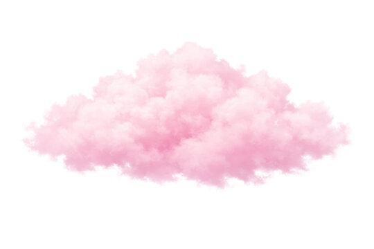 Soft pink fluffy cloud isolated on transparent background.