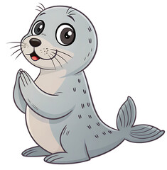 Fototapeta premium Cute cartoon beluga whale smiling, full body, isolated on pure white background, square