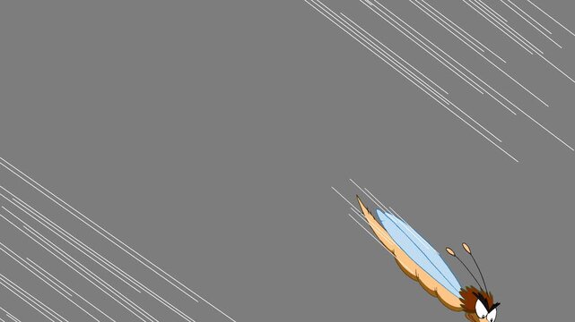 2D animation of a mosquito flying fast, ready to bite, with alpha channel