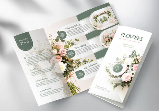 Minimal Flower Shop Trifold Brochure Print Template