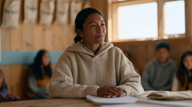 Inuit community teacher beginning each class with students placing phones into labeled fabric pouches on the classroom wall the routine becoming automatic after four weeks as the