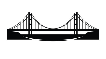 Fototapeta premium Minimalist Silhouette of a Suspension Bridge on White Background