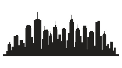 Obraz premium Black City Skyline Silhouette Against White Background