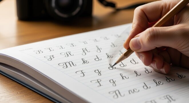 Handwriting Practice with Pen and Notebook.