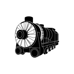 Old steam locomotive train engine with large front wheel and cylinders. © MdRafiul
