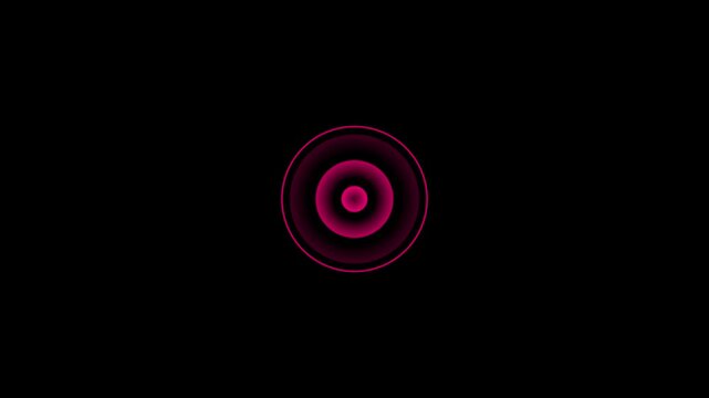 Abstract animated purple concentric circles on a black background.Radio wave animation is isolated and includes an alpha channel