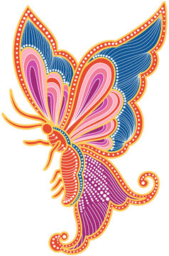 Indonesian Butterfly Batik Motif Illustration
