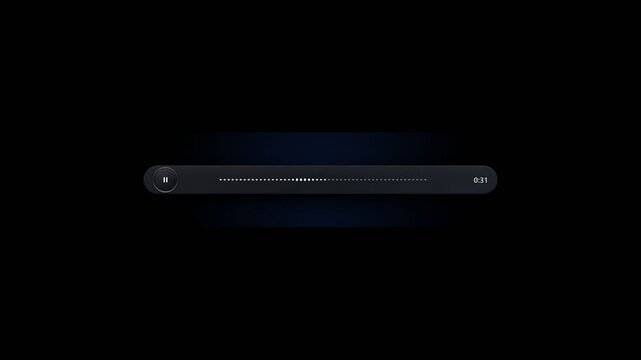 Premium Dark Voice Message Player UI Animation with Glassmorphism and Audio Waveform on Black Background