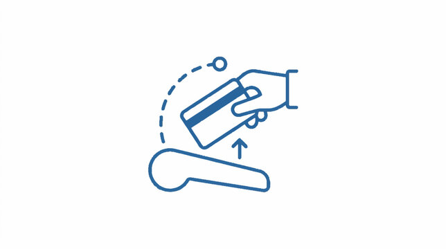 Secure and convenient digital payment transaction process with a hand holding a credit card interacting with a POS terminal icon
