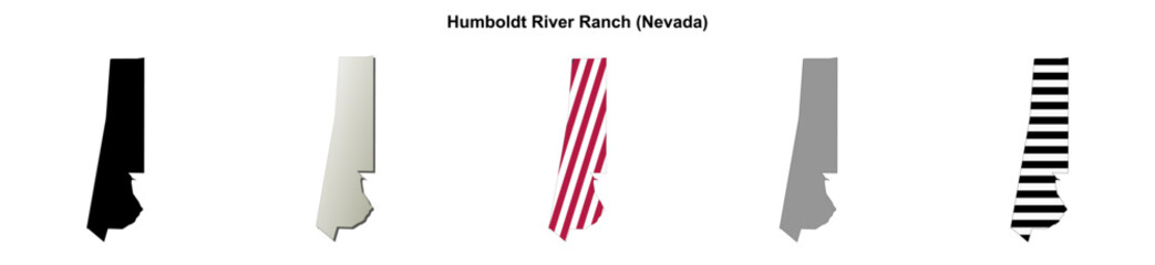 Obraz premium Humboldt River Ranch (Nevada) blank outline map set