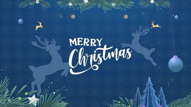 Merry Christmas Typography, Christmas Concept Blue Background