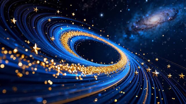Cosmic spiral with stars and galaxy