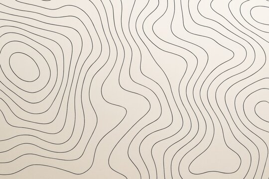 Abstract wavy contour lines on light beige background illustrating topographic map concept with modern minimalistic creative design style. Ai generative