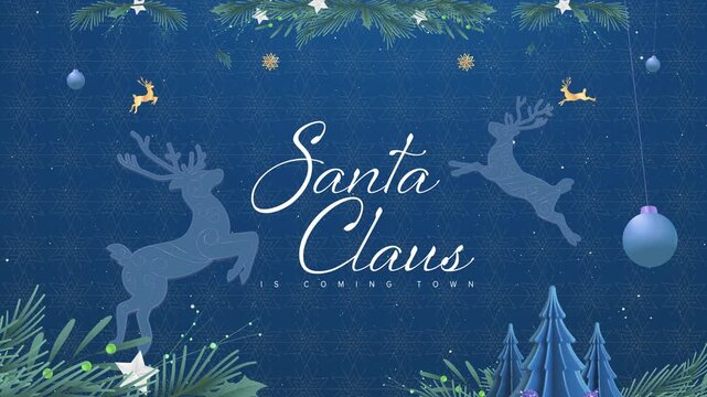 Santa Claus Typography, Christmas Concept Blue Background
